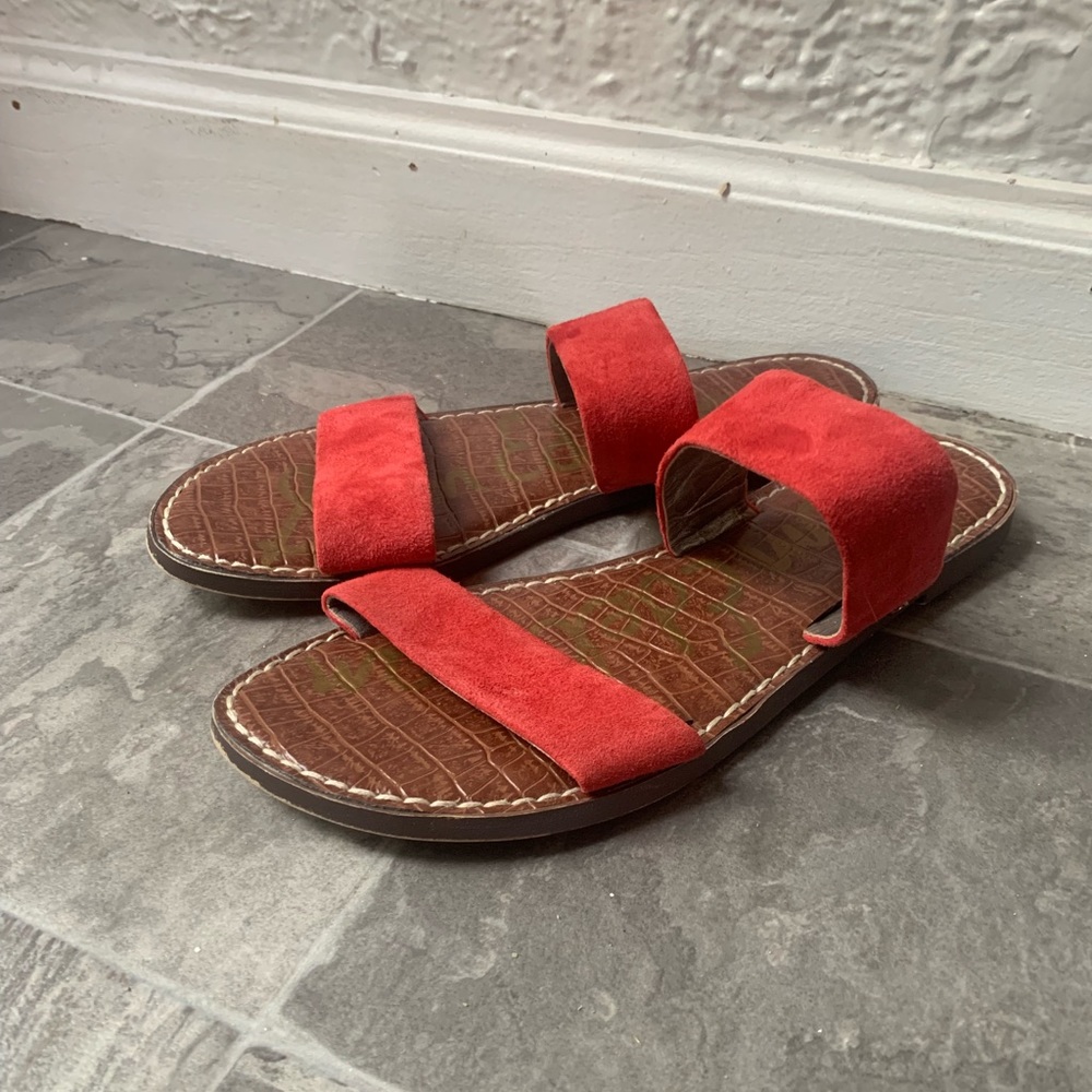 Sam Edelman Red Suede Slides
